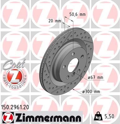 Otto Zimmermann 150.2961.20 Rear ventilated brake disc 150296120