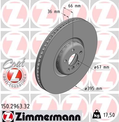 Otto Zimmermann 150.2963.32 Front right ventilated brake disc 150296332