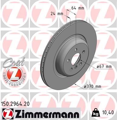 Otto Zimmermann 150.2964.20 Rear ventilated brake disc 150296420