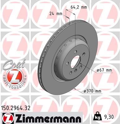 Otto Zimmermann 150.2964.32 Rear ventilated brake disc 150296432