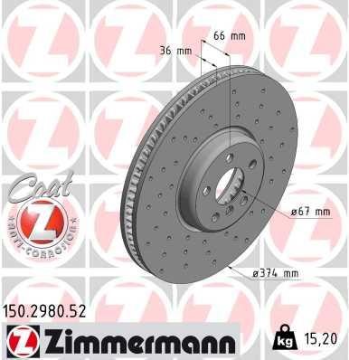 Otto Zimmermann 150.2980.52 Front brake disc ventilated 150298052