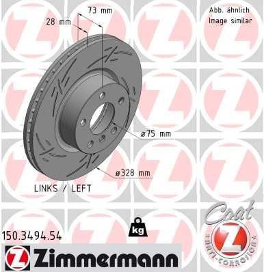 Otto Zimmermann 150.3494.54 Front brake disc ventilated 150349454