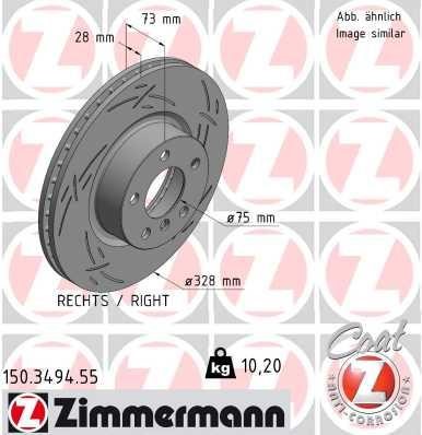 Otto Zimmermann 150.3494.55 Front brake disc ventilated 150349455