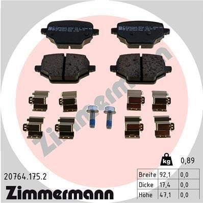 Otto Zimmermann 20764.175.2 Brake Pad Set, disc brake 207641752