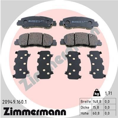 Otto Zimmermann 20949.160.1 Brake Pad Set, disc brake 209491601