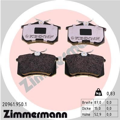 Otto Zimmermann 20961.950.1 Brake Pad Set, disc brake 209619501