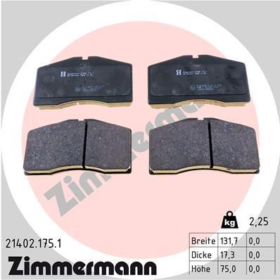 Otto Zimmermann 21402.175.1 Brake Pad Set, disc brake 214021751