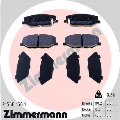Otto Zimmermann 21568.150.1 Brake Pad Set, disc brake 215681501