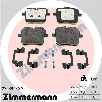 Otto Zimmermann 22039.180.2 Brake Pad Set, disc brake 220391802