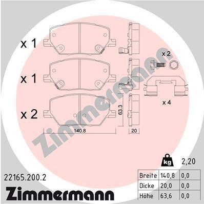 Otto Zimmermann 22165.200.2 Brake Pad Set, disc brake 221652002