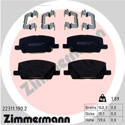 Otto Zimmermann 22311.190.2 Brake Pad Set, disc brake 223111902
