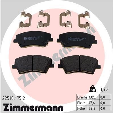Otto Zimmermann 22518.175.2 Brake Pad Set, disc brake 225181752