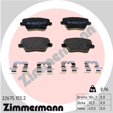 Otto Zimmermann 22675.155.2 Brake Pad Set, disc brake 226751552