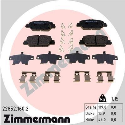 Otto Zimmermann 22852.160.2 Brake Pad Set, disc brake 228521602