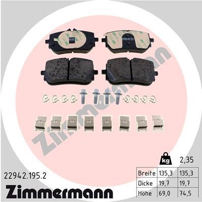 Otto Zimmermann 22942.195.2 Brake Pad Set, disc brake 229421952