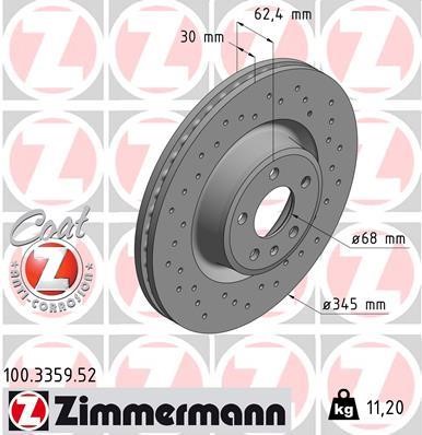 Otto Zimmermann 100.3359.52 Front brake disc ventilated 100335952