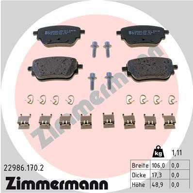 Otto Zimmermann 22986.170.2 Brake Pad Set, disc brake 229861702