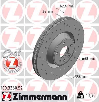 Otto Zimmermann 100.3360.52 Front brake disc ventilated 100336052