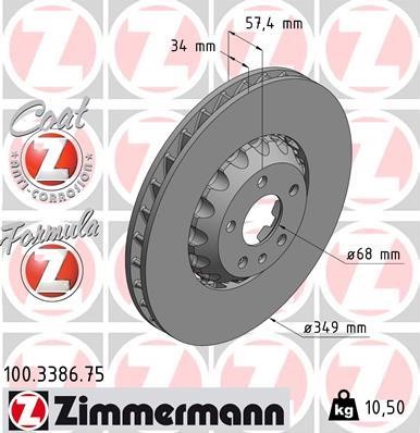 Otto Zimmermann 100.3386.75 Front brake disc ventilated 100338675