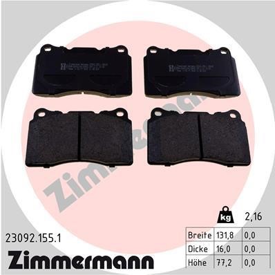 Otto Zimmermann 23092.155.1 Brake Pad Set, disc brake 230921551