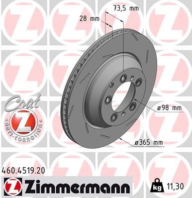 Otto Zimmermann 460.4519.20 Disc brake rear left ventilated 460451920