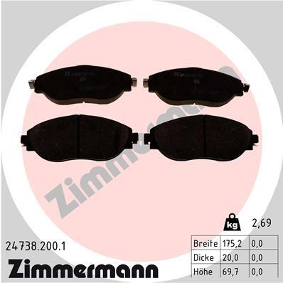 Otto Zimmermann 24738.200.1 Brake Pad Set, disc brake 247382001