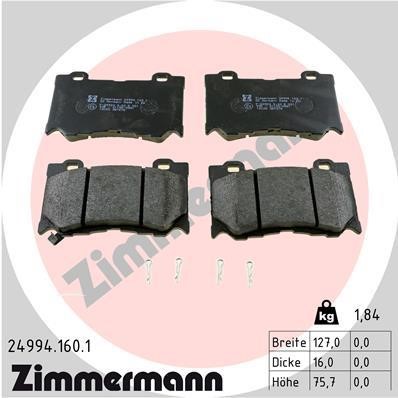 Otto Zimmermann 24994.160.1 Brake Pad Set, disc brake 249941601