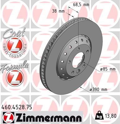 Otto Zimmermann 460.4528.75 Ventilated front left brake disc 460452875