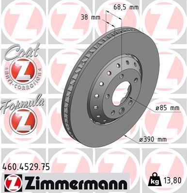 Otto Zimmermann 460.4529.75 Front right ventilated brake disc 460452975