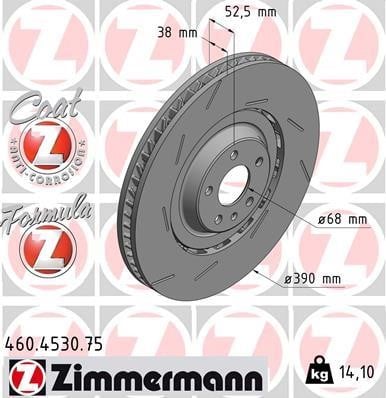 Otto Zimmermann 460.4530.75 Ventilated front left brake disc 460453075