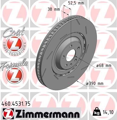 Otto Zimmermann 460.4531.75 Front right ventilated brake disc 460453175