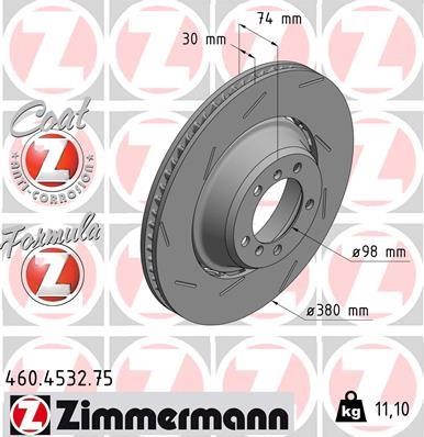 Otto Zimmermann 460.4532.75 Disc brake rear left ventilated 460453275