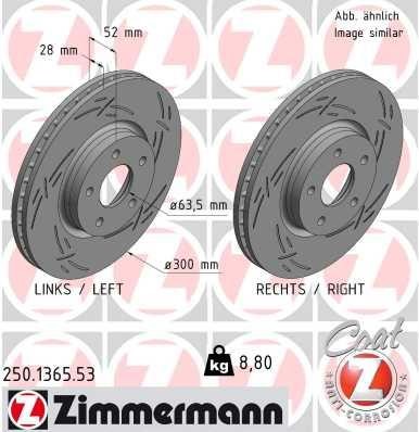 Otto Zimmermann 250.1365.53 Front brake disc ventilated 250136553