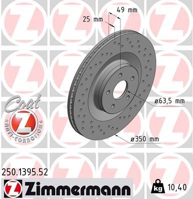 Otto Zimmermann 250.1395.52 Front brake disc ventilated 250139552