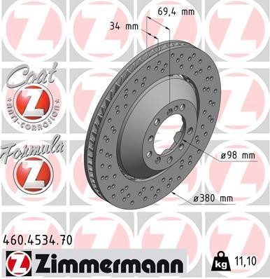 Otto Zimmermann 460.4534.70 Ventilated front left brake disc 460453470