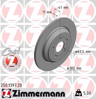 Otto Zimmermann 250.1397.20 Rear brake disc, non-ventilated 250139720