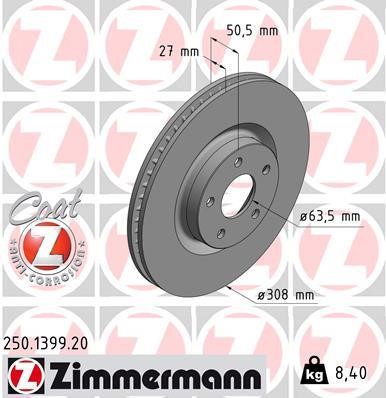 Otto Zimmermann 250.1399.20 Front brake disc ventilated 250139920