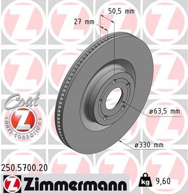 Otto Zimmermann 250.5700.20 Front brake disc ventilated 250570020