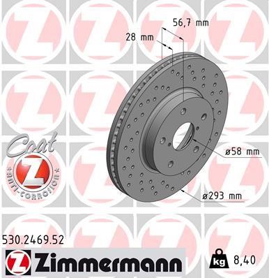 Otto Zimmermann 530.2469.52 Front brake disc ventilated 530246952