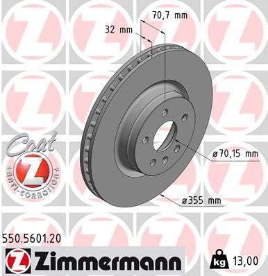 Otto Zimmermann 550.5601.20 Front brake disc ventilated 550560120