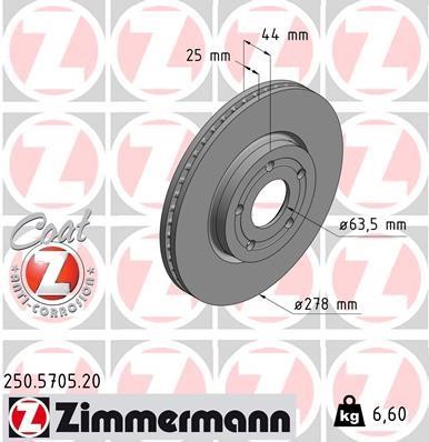 Otto Zimmermann 250.5705.20 Front brake disc ventilated 250570520