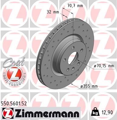Brake discs Tesla: 550560152 Otto Zimmermann Brake disc