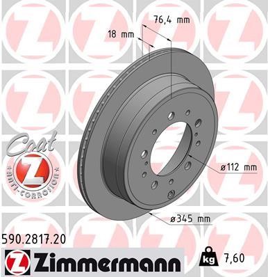 Otto Zimmermann 590.2817.20 Rear ventilated brake disc 590281720