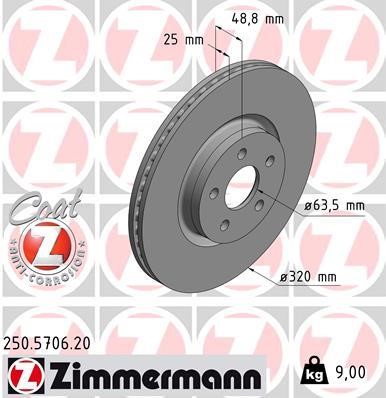 Otto Zimmermann 250.5706.20 Front brake disc ventilated 250570620