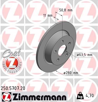 Otto Zimmermann 250.5707.20 Rear brake disc, non-ventilated 250570720