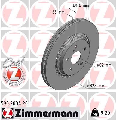 Otto Zimmermann 590.2834.20 Front brake disc ventilated 590283420