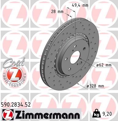 Otto Zimmermann 590.2834.52 Front brake disc ventilated 590283452