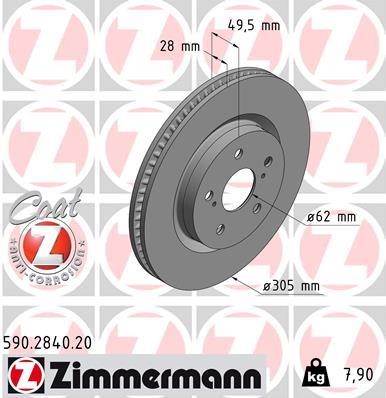 Otto Zimmermann 590.2840.20 Front brake disc ventilated 590284020