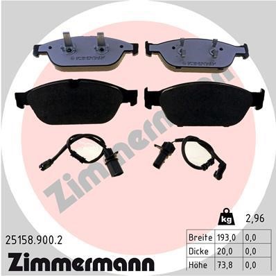 Otto Zimmermann 25158.900.2 Brake Pad Set, disc brake 251589002