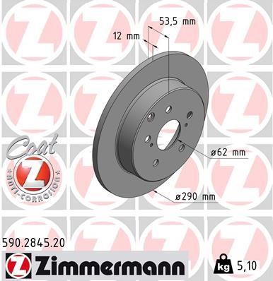 Otto Zimmermann 590.2845.20 Rear brake disc, non-ventilated 590284520